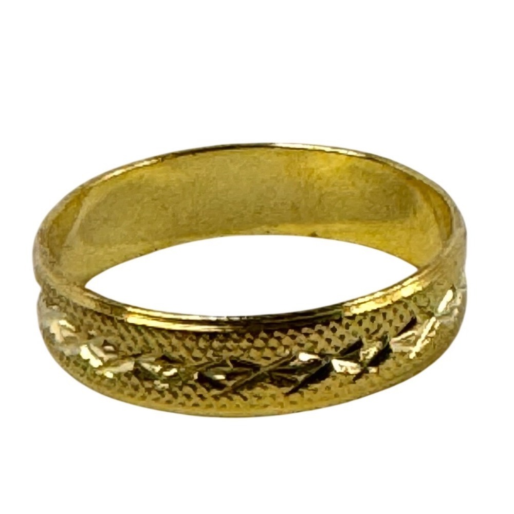 Gold Tone‎ Textured Diamond Cut Band Ring Size 8.25 Women Fashion Jewelry Y2K